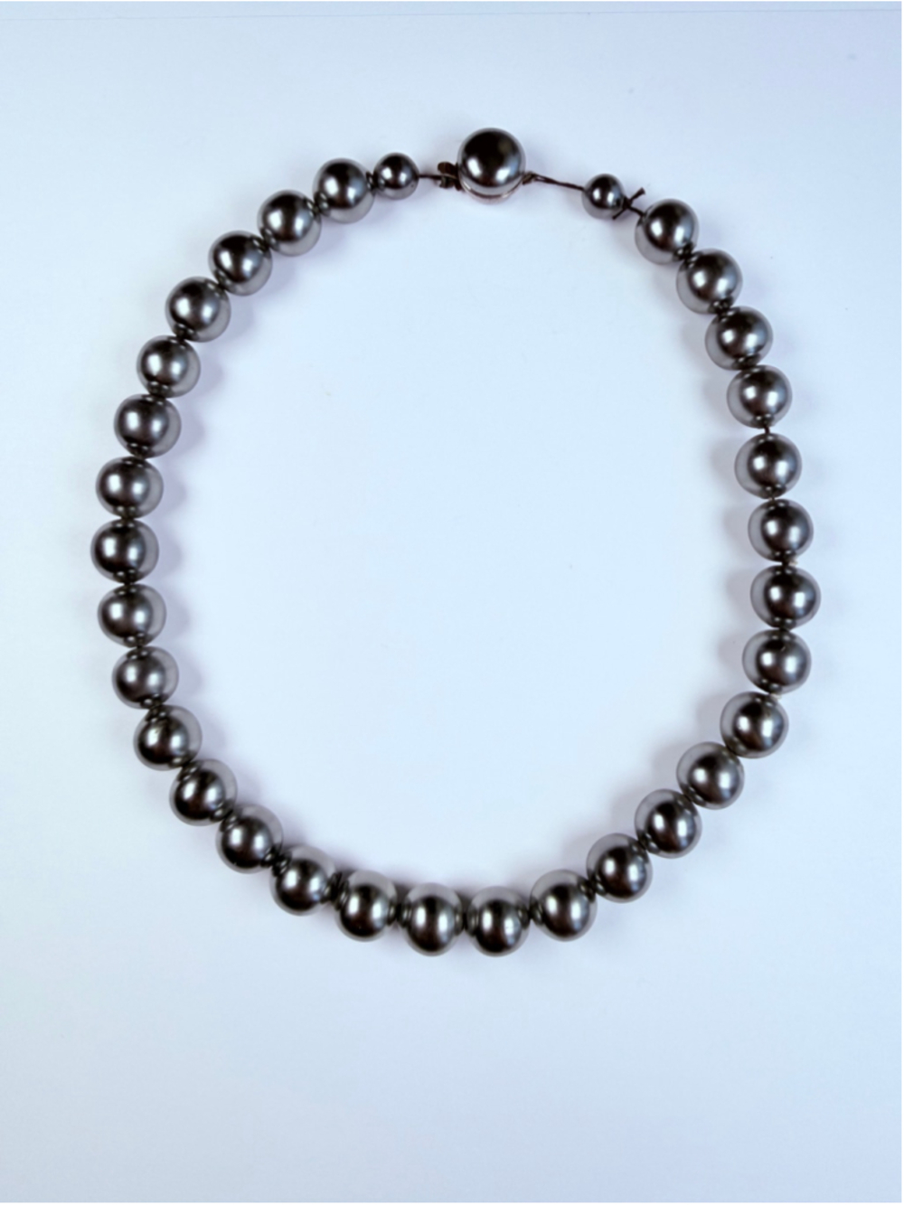 Tahitian Saltwater 10.75MM Black Faux Pearl 925 Sterling Silver Vintage Necklace